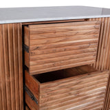 Wales 68" Kitchen Island in Natural Acacia with White Marble Top by Home Trends & Design at Eve Furniture