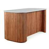 Wales 68" Kitchen Island in Natural Acacia with White Marble Top by Home Trends & Design at Eve Furniture
