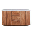 Wales 68" Kitchen Island in Natural Acacia with White Marble Top by Home Trends & Design at Eve Furniture