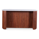 Wales 68" Kitchen Island in Walnut Brown with White Marble Top by Home Trends & Design at Eve Furniture