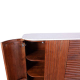 Wales 68" Kitchen Island in Walnut Brown with White Marble Top by Home Trends & Design at Eve Furniture