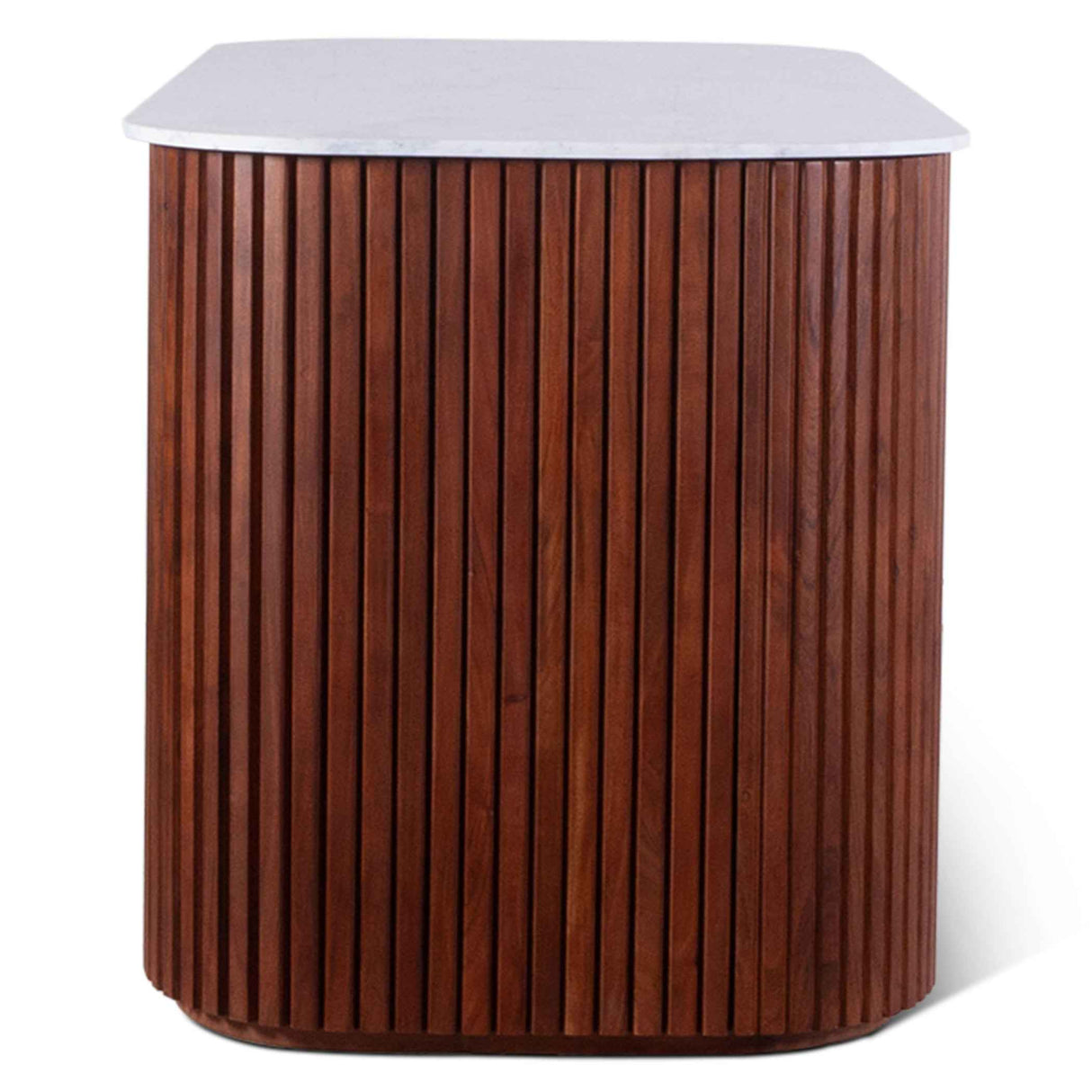 Wales 68" Kitchen Island in Walnut Brown with White Marble Top by Home Trends & Design at Eve Furniture