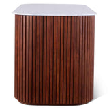 Wales 68" Kitchen Island in Walnut Brown with White Marble Top by Home Trends & Design at Eve Furniture