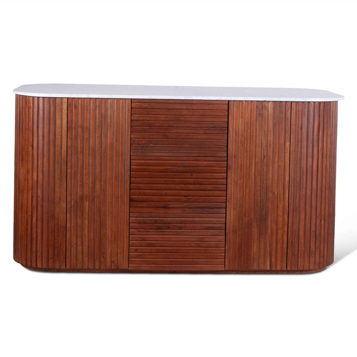 Wales 68" Kitchen Island in Walnut Brown with White Marble Top by Home Trends & Design at Eve Furniture
