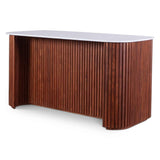 Wales 68" Kitchen Island in Walnut Brown with White Marble Top by Home Trends & Design at Eve Furniture