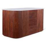 Wales 68" Kitchen Island in Walnut Brown with White Marble Top by Home Trends & Design at Eve Furniture