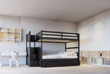 Walker Black Full Bunk Bed w/Twin Trundle and Staircase Storage by Happy Homes at Eve Furniture