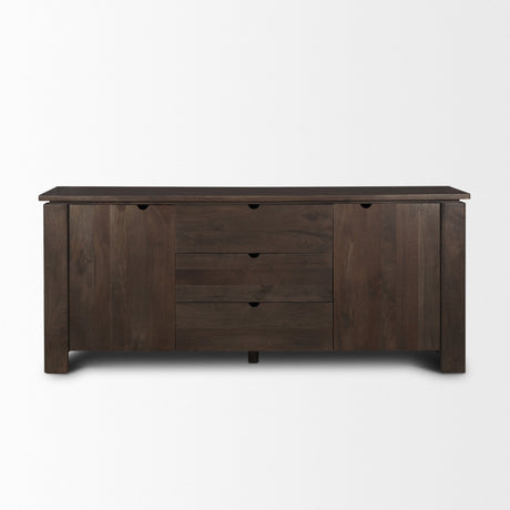 Wallen 2 Door Solid Dark Brown Wood w/ 3 Drawers Sideboard by Mercana at Eve Furniture