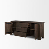 Wallen 2 Door Solid Dark Brown Wood w/ 3 Drawers Sideboard by Mercana at Eve Furniture