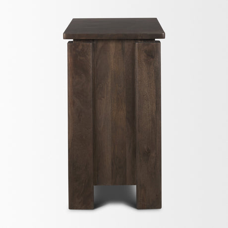 Wallen Solid Dark Brown Wood 3 Drawer Accent Cabinet by Mercana at Eve Furniture