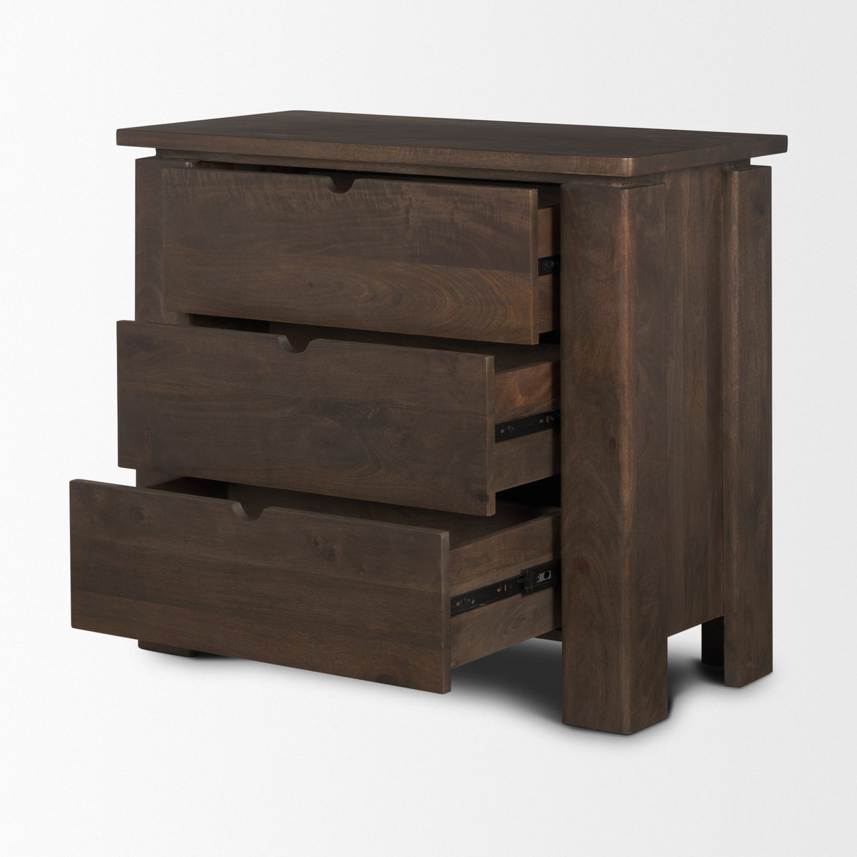 Wallen Solid Dark Brown Wood 3 Drawer Accent Cabinet by Mercana at Eve Furniture