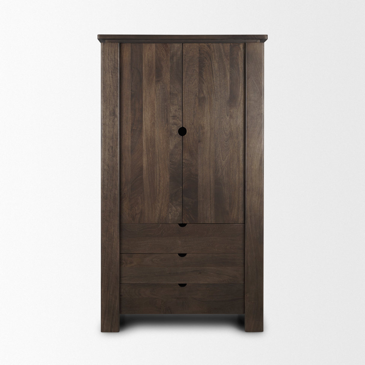 Wallen Solid Dark Brown Wood Curio Cabinet by Mercana at Eve Furniture