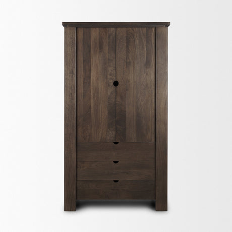 Wallen Solid Dark Brown Wood Curio Cabinet by Mercana at Eve Furniture