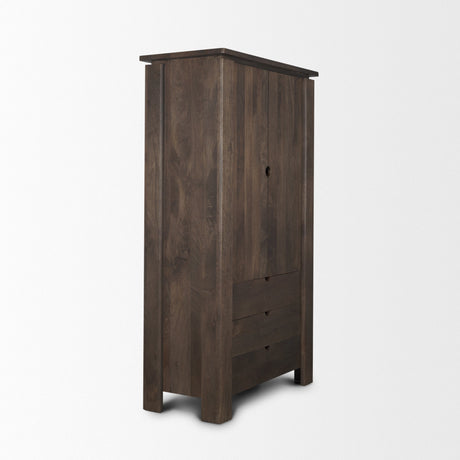 Wallen Solid Dark Brown Wood Curio Cabinet by Mercana at Eve Furniture