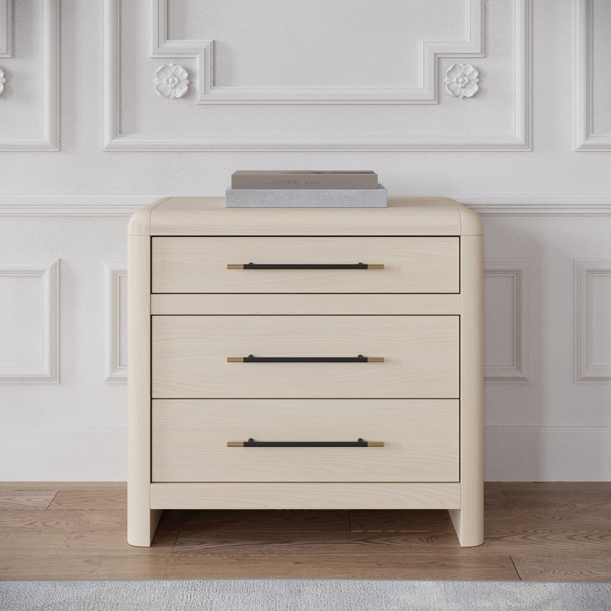Wallen White Sand 3 Drawer Nightstand