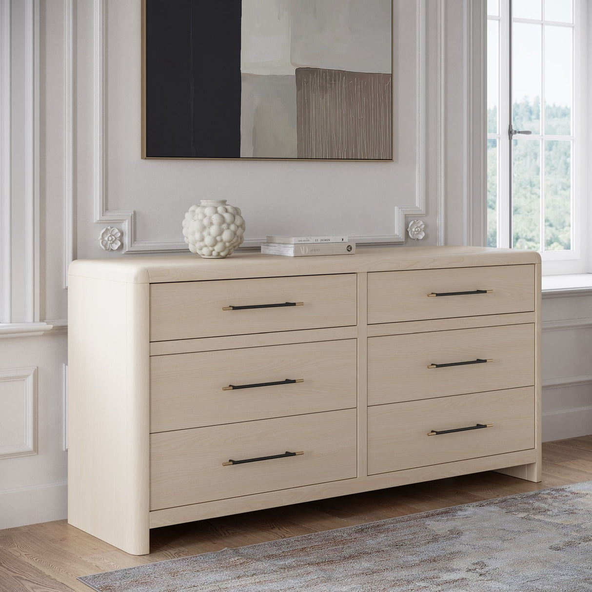 Wallen White Sand 6 Drawer Dresser