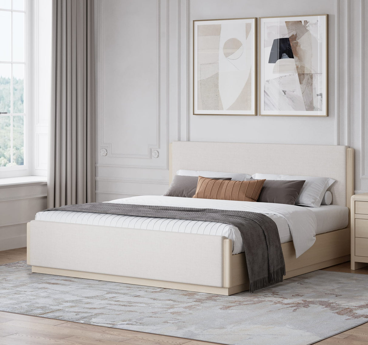 Wallen White Sand King Upholstered Bed by Modus Furniture at Eve Furniture