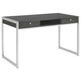 Wallice Weathered Gray/Chrome 2-Drawer Writing Desk