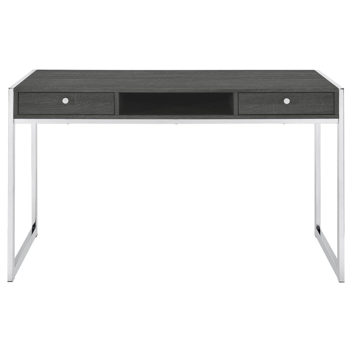 Wallice Weathered Gray/Chrome 2-Drawer Writing Desk