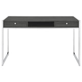 Wallice Weathered Gray/Chrome 2-Drawer Writing Desk