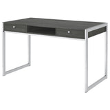 Wallice Weathered Gray/Chrome 2-Drawer Writing Desk