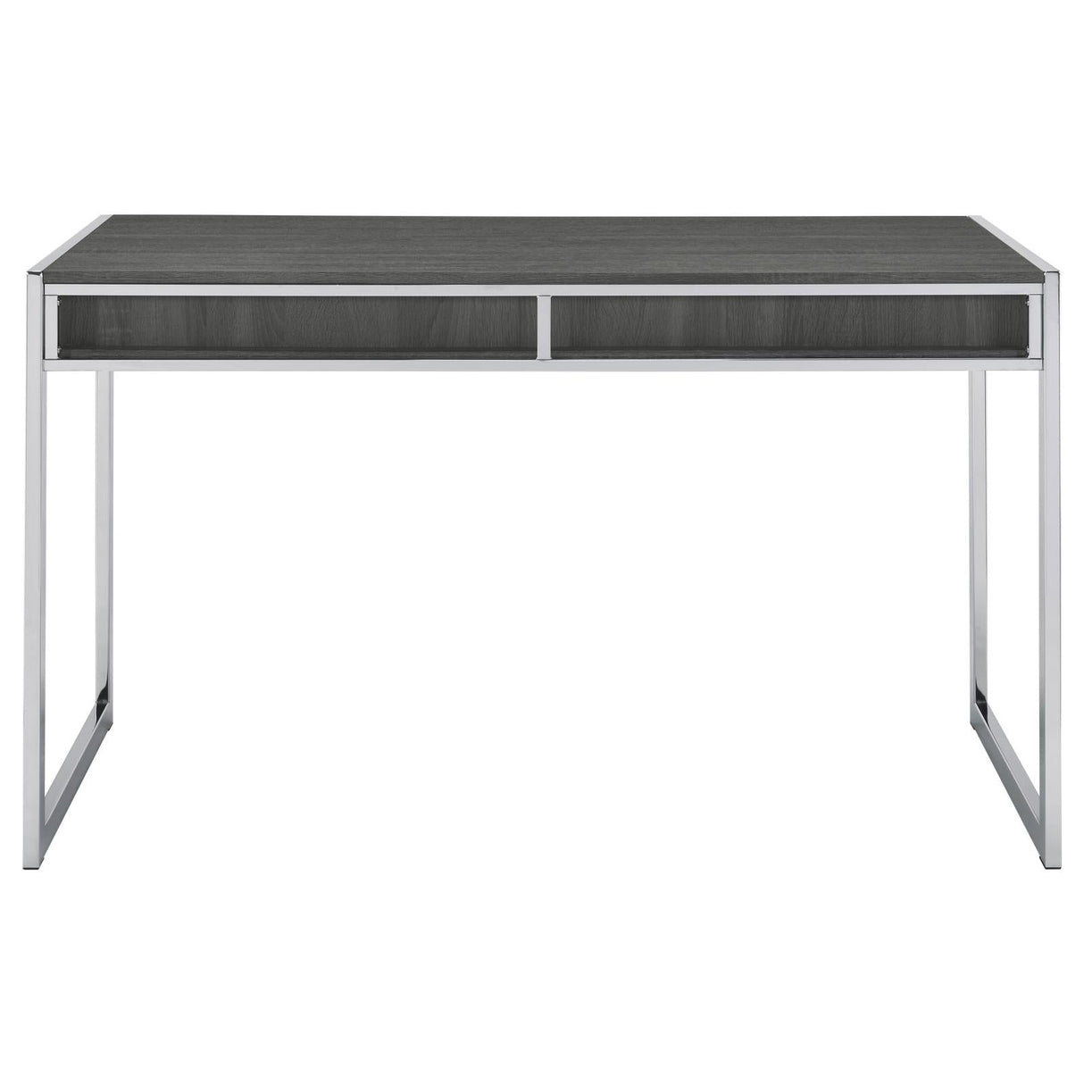 Wallice Weathered Gray/Chrome 2-Drawer Writing Desk