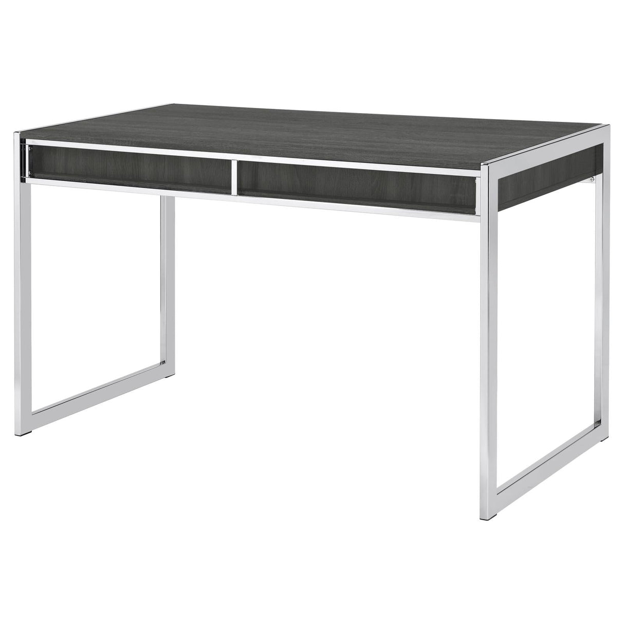 Wallice Weathered Gray/Chrome 2-Drawer Writing Desk