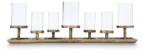 Wallmond Antique Brass Finish Candle Holder by Ashley at Eve Furniture