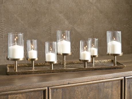 Wallmond Antique Brass Finish Candle Holder by Ashley at Eve Furniture
