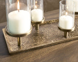 Wallmond Antique Brass Finish Candle Holder by ASHLEY FURNITURE at Eve Furniture