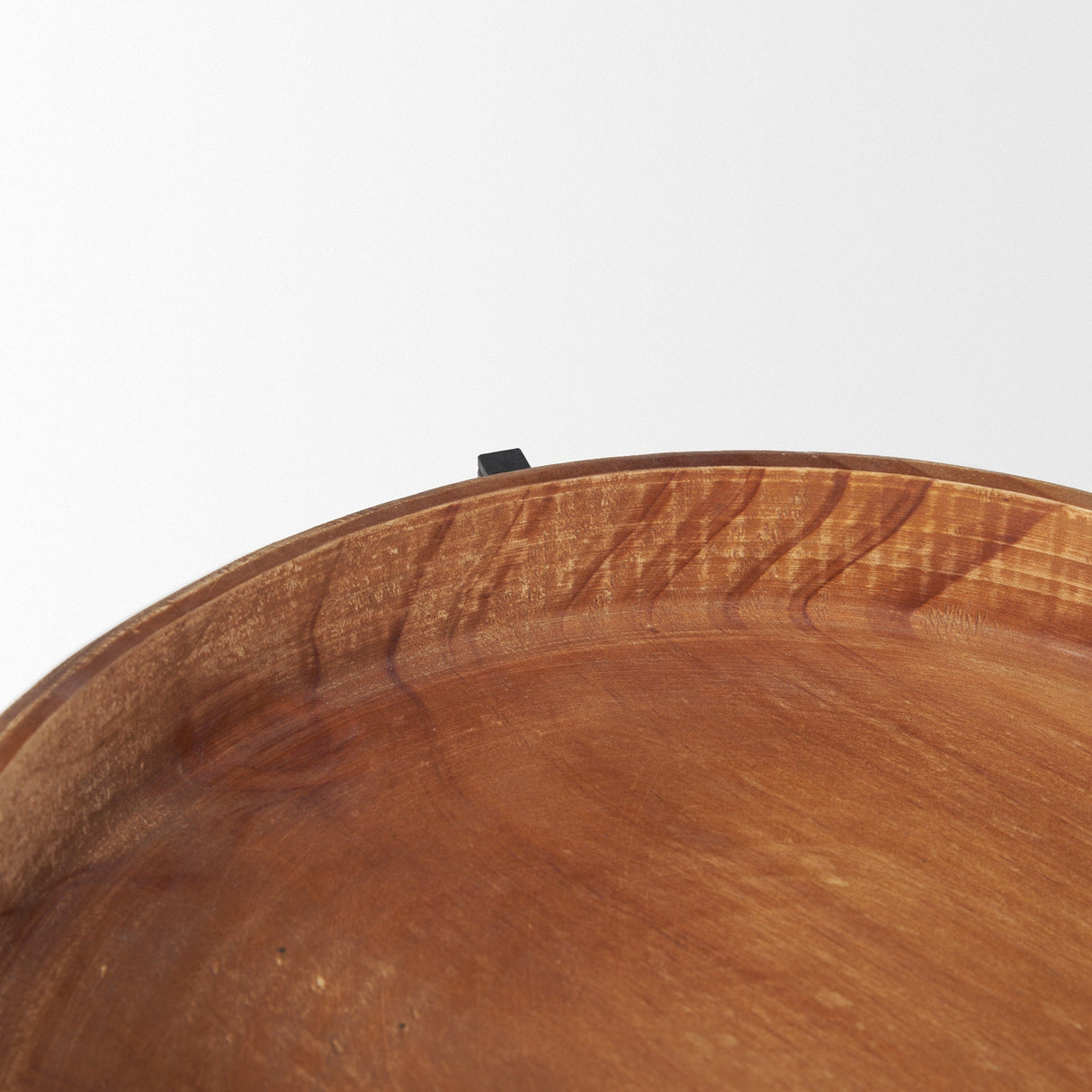 Wally Round Medium Brown Wood w/ Matte Black Metal Stand Trays by Mercana at Eve Furniture