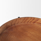Wally Round Medium Brown Wood w/ Matte Black Metal Stand Trays by Mercana at Eve Furniture
