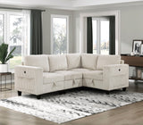 Walterboro Beige Corduroy 4-Piece Sectional with Storage by Homelegance at Eve Furniture