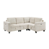 Walterboro Beige Corduroy 4-Piece Sectional with Storage by Homelegance at Eve Furniture