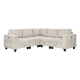 Walterboro Beige Corduroy 5-Piece Sectional with Storage by Homelegance at Eve Furniture