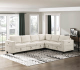 Walterboro Beige Corduroy 6-Piece Sectional with Storage by Homelegance at Eve Furniture