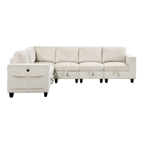 Walterboro Beige Corduroy 6-Piece Sectional with Storage by Homelegance at Eve Furniture