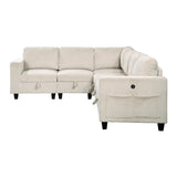 Walterboro Beige Corduroy 6-Piece Sectional with Storage by Homelegance at Eve Furniture