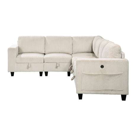 Walterboro Beige Corduroy 6-Piece Sectional with Storage by Homelegance at Eve Furniture