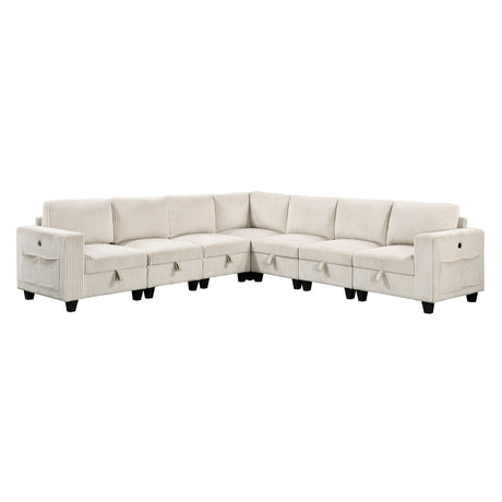 Walterboro Beige Corduroy 7-Piece Sectional with Storage by Homelegance at Eve Furniture