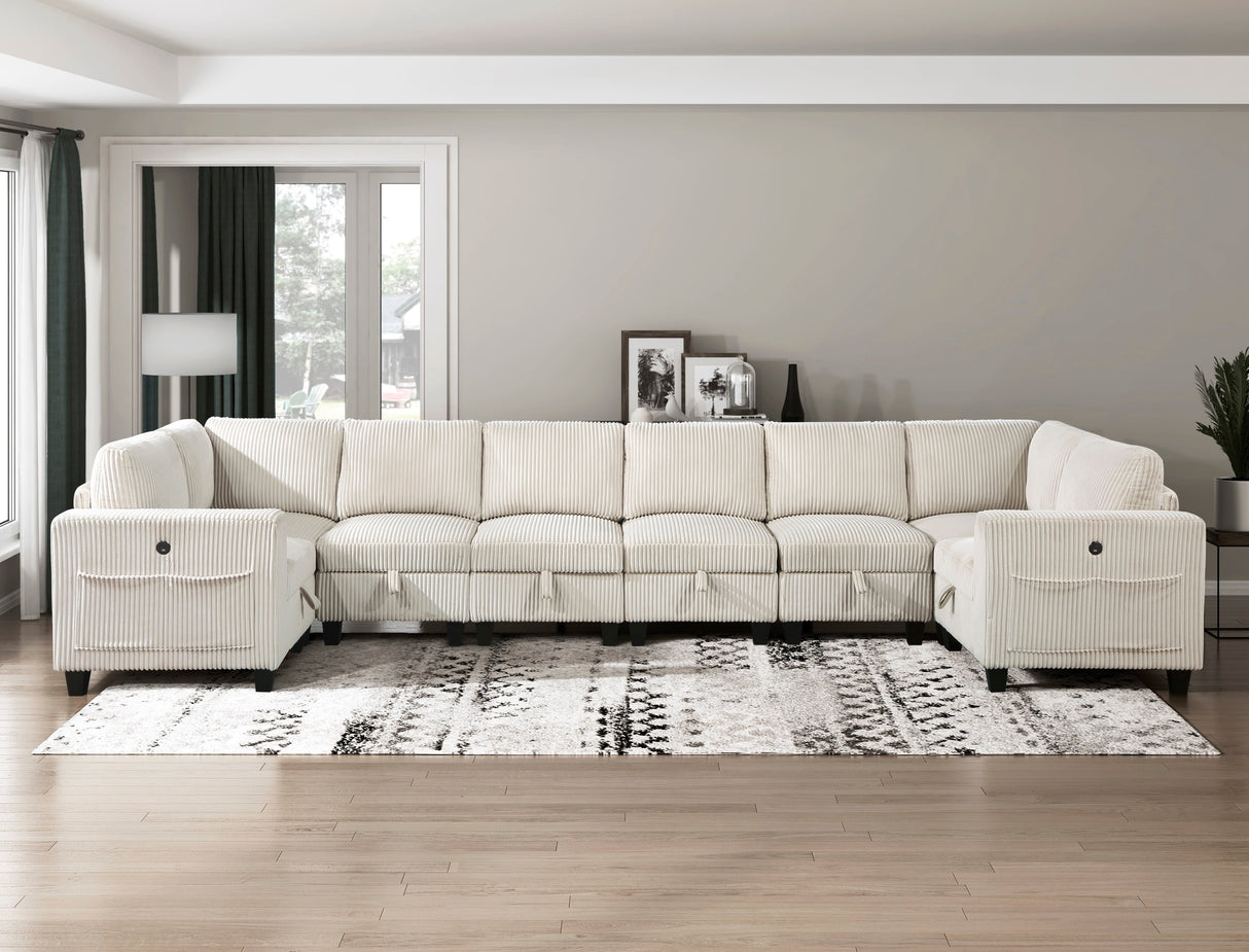 Walterboro Beige Corduroy 8-Piece Sectional with Storage by Homelegance at Eve Furniture