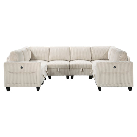 Walterboro Beige Corduroy 8-Piece Sectional with Storage by Homelegance at Eve Furniture