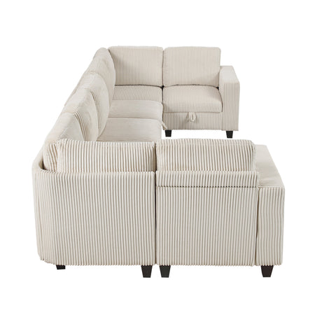 Walterboro Beige Corduroy 8-Piece Sectional with Storage by Homelegance at Eve Furniture