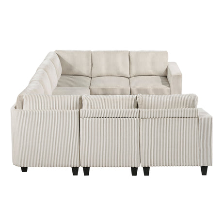 Walterboro Beige Corduroy 8-Piece Sectional with Storage by Homelegance at Eve Furniture