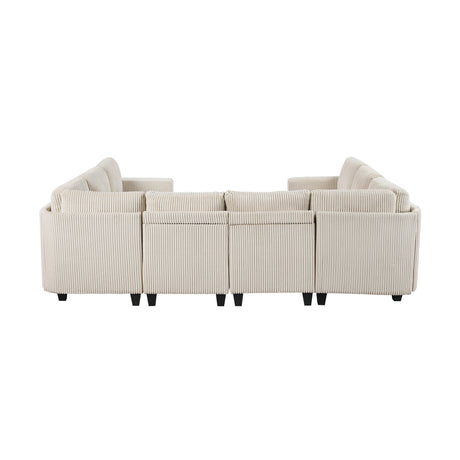 Walterboro Beige Corduroy 8-Piece Sectional with Storage by Homelegance at Eve Furniture