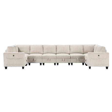 Walterboro Beige Corduroy 8-Piece Sectional with Storage by Homelegance at Eve Furniture