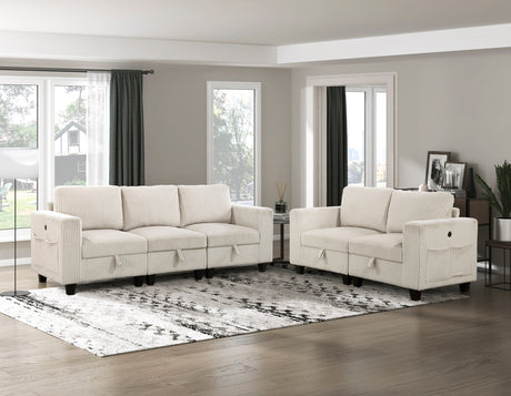 Walterboro Beige Corduroy Loveseat by Homelegance at Eve Furniture