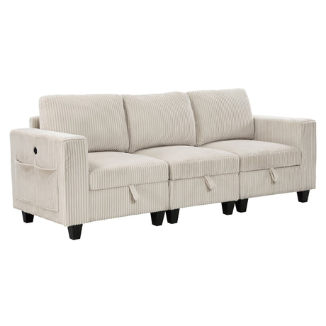 Walterboro Beige Corduroy Sofa by Homelegance at Eve Furniture