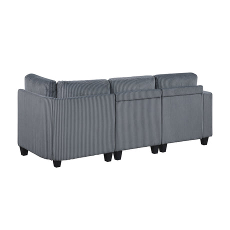 Walterboro Dark Gray Corduroy 4-Piece Sectional with Storage by Homelegance at Eve Furniture