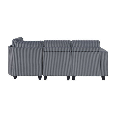 Walterboro Dark Gray Corduroy 4-Piece Sectional with Storage by Homelegance at Eve Furniture
